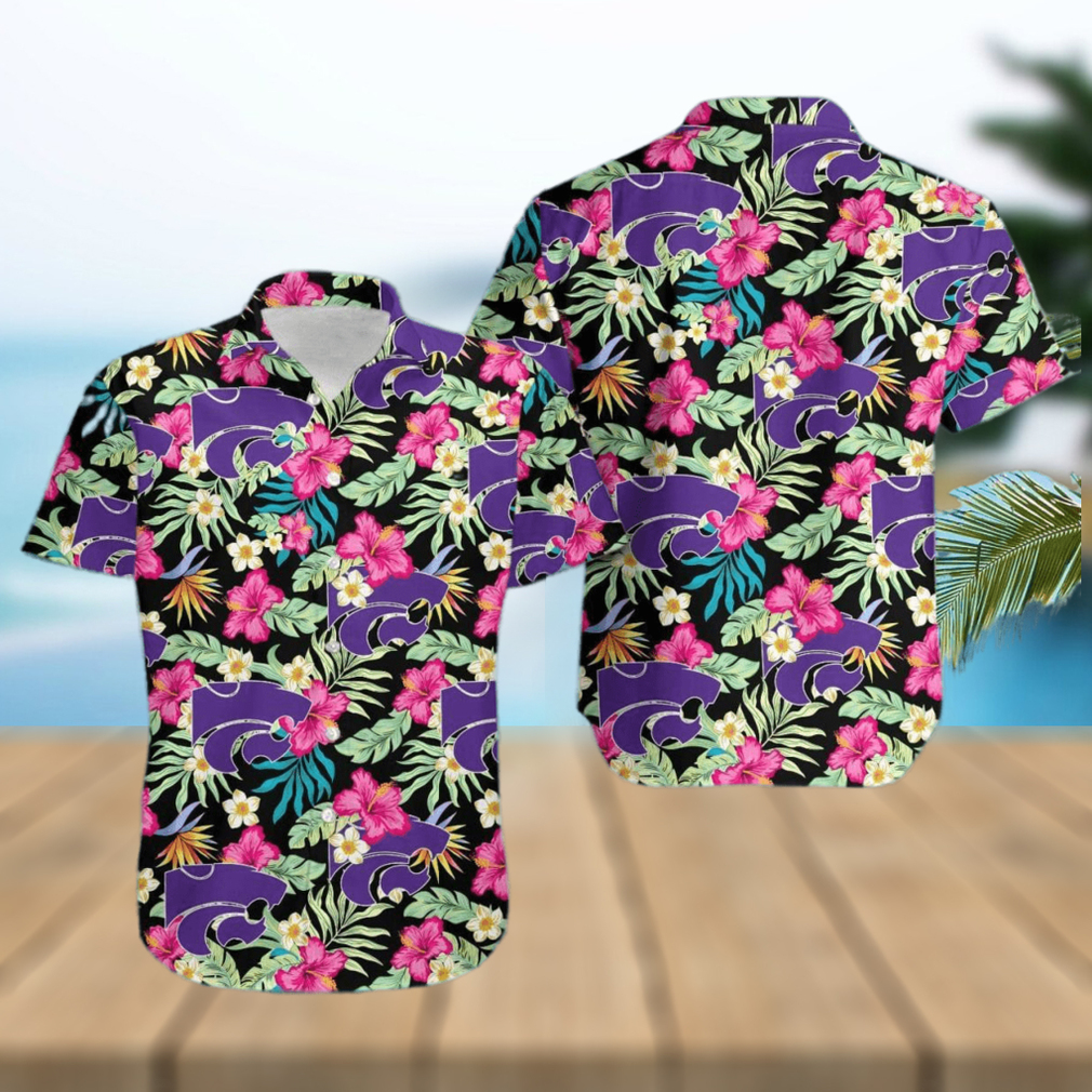 Kansas State Wildcats With Tropical Pattern Summer 3D Hawaiian Shirt Kansas State Wildcats With Tropical Pattern Summer 3D Hawaiian Shirt