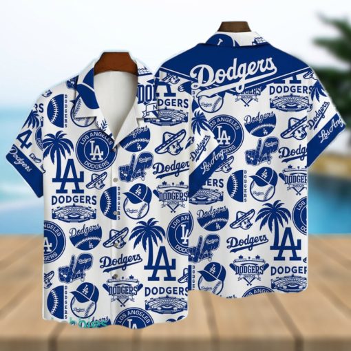 Los Angeles Dodgers MLB Logo Pattern Summer 3D Hawaiian Shirt
