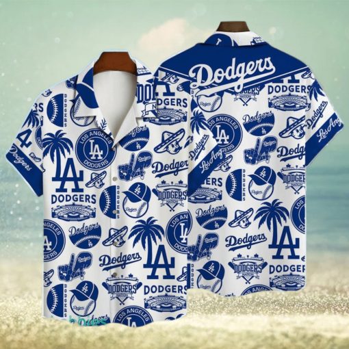 Los Angeles Dodgers MLB Logo Pattern Summer 3D Hawaiian Shirt