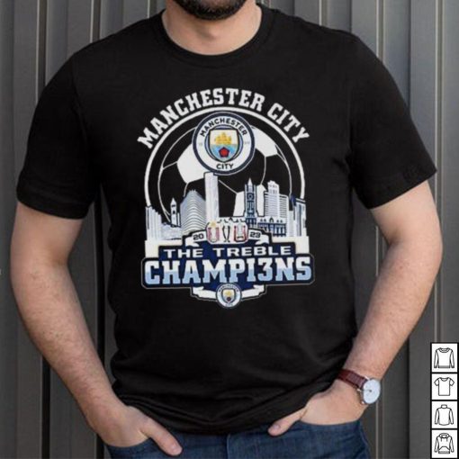 Manchester City Skyline 2023 The Treble Champions Shirt