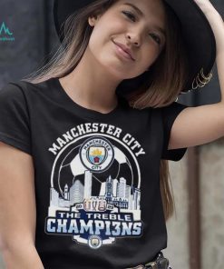 Manchester City Skyline 2023 The Treble Champions Shirt