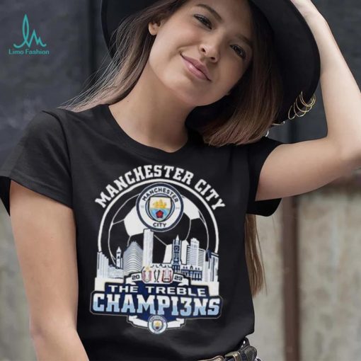 Manchester City Skyline 2023 The Treble Champions Shirt