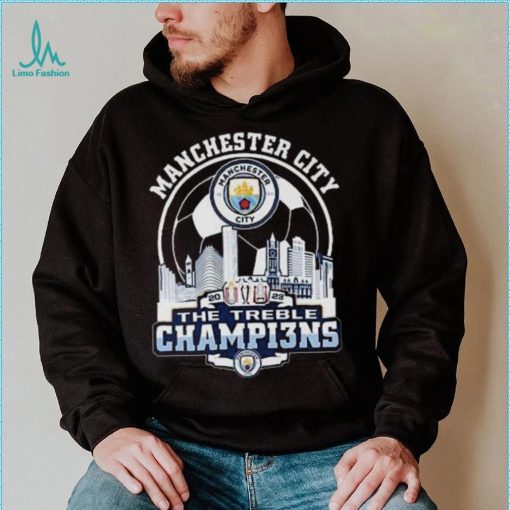 Manchester City Skyline 2023 The Treble Champions Shirt