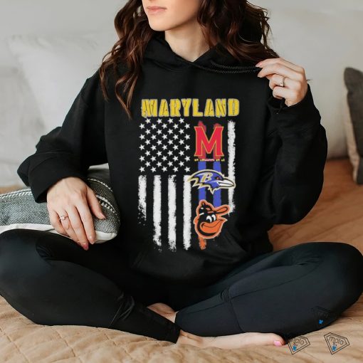 MaryLand Maryland Terrapins Baltimore Ravens Baltimore Orioles Flag America shirt