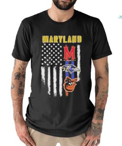 MaryLand Maryland Terrapins Baltimore Ravens Baltimore Orioles Flag America shirt