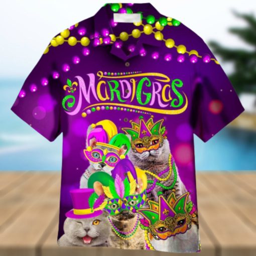 Meowdi Gras Aloha Hawaiian Shirt Summer Gift Beach Shirt