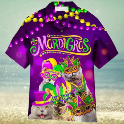 Meowdi Gras Aloha Hawaiian Shirt Summer Gift Beach Shirt