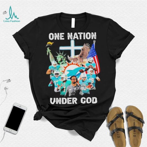 Miami Dolphins Team Football One Nation Under God Signatures shirt