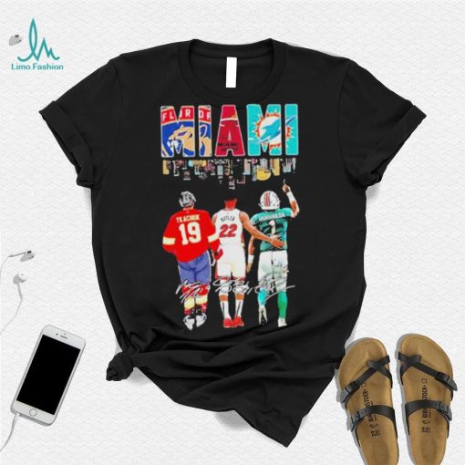 Miami Sports Skyline Matthew Tkachuk Jimmy Butler And Tua Tagovailoa Signatures shirt