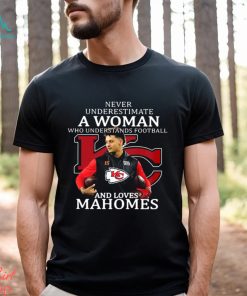 Never Underestimate A Woman Football Loves Patrick Mahomes Chiefs Super Bowl 2023 Shirt