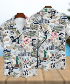New York Yankees Baseball Pattern On White Background Print Hawaiian Shirt