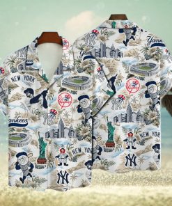 New York Yankees Baseball Pattern On White Background Print Hawaiian Shirt