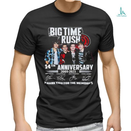 Nice big time rush 14th anniversary 2009 2023 thank you for the memories signature shirt