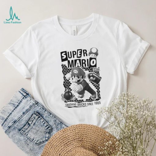 Nintendo Super Mario Edgy Cutout Wall Smash Raglan Baseball Tee