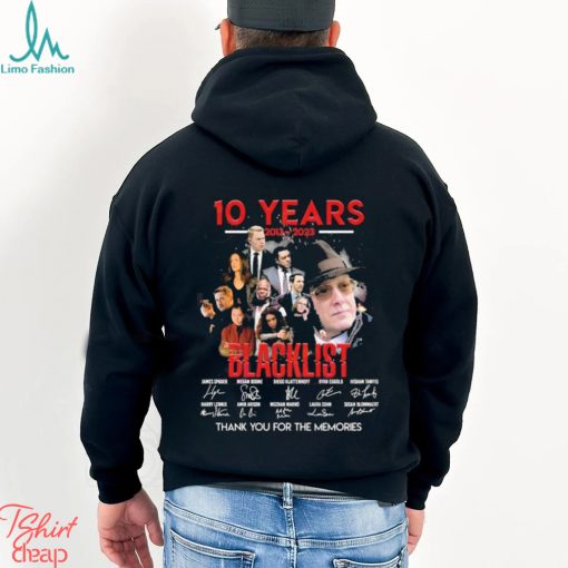Official 10 Years 2013 2023 Blacklist Thank You For The Memories signatures shirt