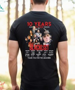 Official 10 Years 2013 2023 Blacklist Thank You For The Memories signatures shirt