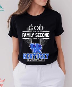 Official God first Family second then Kentucky Wildcats basketball heart 2023 shirt