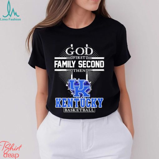 Official God first Family second then Kentucky Wildcats basketball heart 2023 shirt