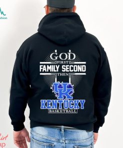 Official God first Family second then Kentucky Wildcats basketball heart 2023 shirt