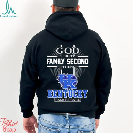 Official God first Family second then Kentucky Wildcats basketball heart 2023 shirt