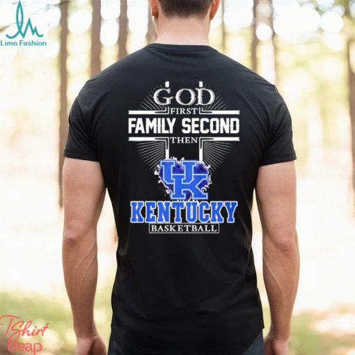 Official God first Family second then Kentucky Wildcats basketball heart 2023 shirt
