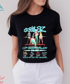 Official Gorillaz 25th Anniversary 1998 2023 Thank You For The Memories signature shirt