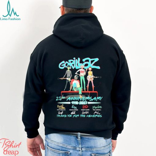 Official Gorillaz 25th Anniversary 1998 2023 Thank You For The Memories signature shirt