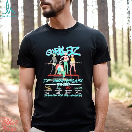 Official Gorillaz 25th Anniversary 1998 2023 Thank You For The Memories signature shirt