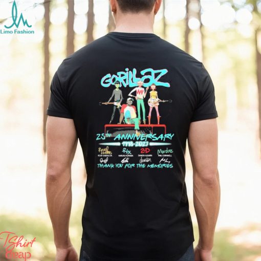 Official Gorillaz 25th Anniversary 1998 2023 Thank You For The Memories signature shirt
