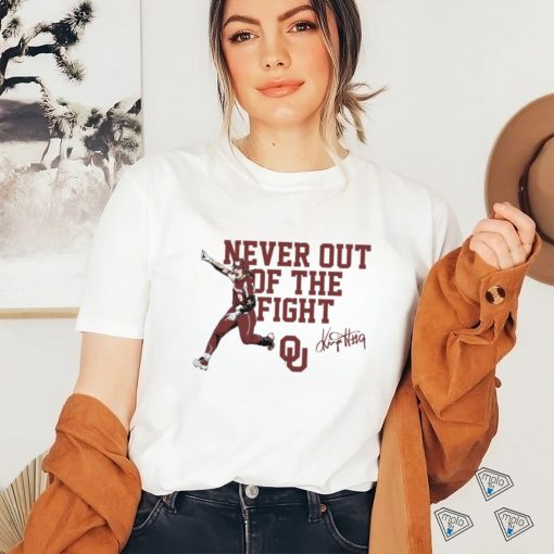 Oklahoma Sooners Softball Kinzie Hansen never out of the fight signature 2023 shirt