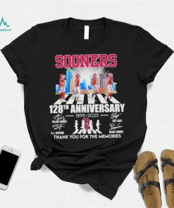 Oklahoma Sooners football abbey road 128th anniversary 1895 2023 thank you for the memories signatures shirt