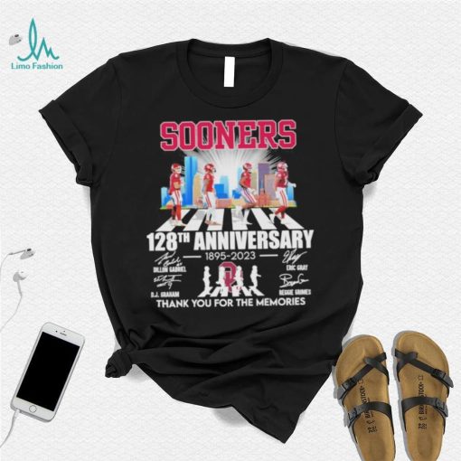 Oklahoma Sooners football abbey road 128th anniversary 1895 2023 thank you for the memories signatures shirt
