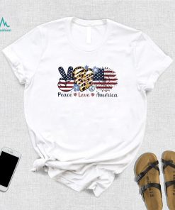 Peace Love America Sunflower 4th Of July Leopard Heart Shirt
