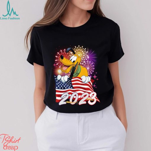 Pluto Dog American Flag 2023 4th Of July Independence Day Tshirt