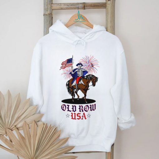Skeleton riding horse with beer and American flag 4th of July shirt