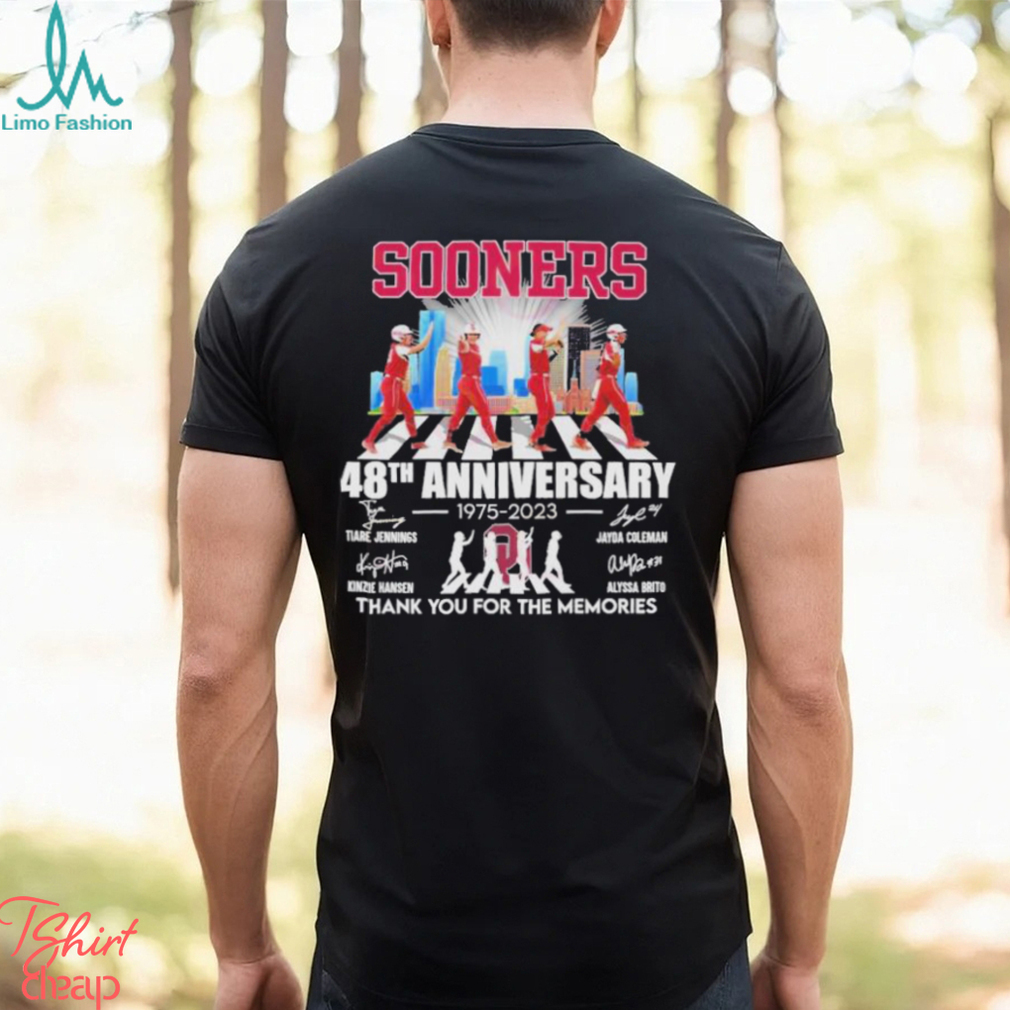Sooners 48th Anniversary 1975–2023 Thank You For The Memories signatures Shirt Sooners 48th Anniversary 1975–2023 Thank You For The Memories signatures Shirt