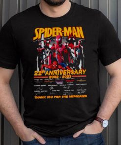 Spider Man 21st anniversary 2002 2023 thank you for the memories signatures shirt