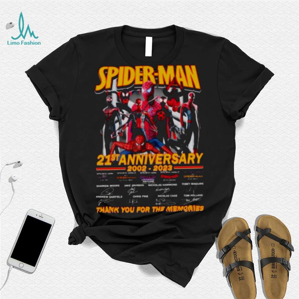 Spider Man 21st anniversary 2002 2023 thank you for the memories signatures shirt Spider Man 21st anniversary 2002 2023 thank you for the memories signatures shirt