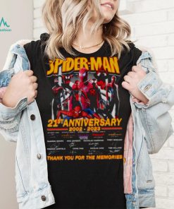 Spider Man 21st anniversary 2002 2023 thank you for the memories signatures shirt, hoodie, sweater, long sleeve and tank top Spider Man 21st anniversary 2002 2023 thank you for the memories signatures shirt