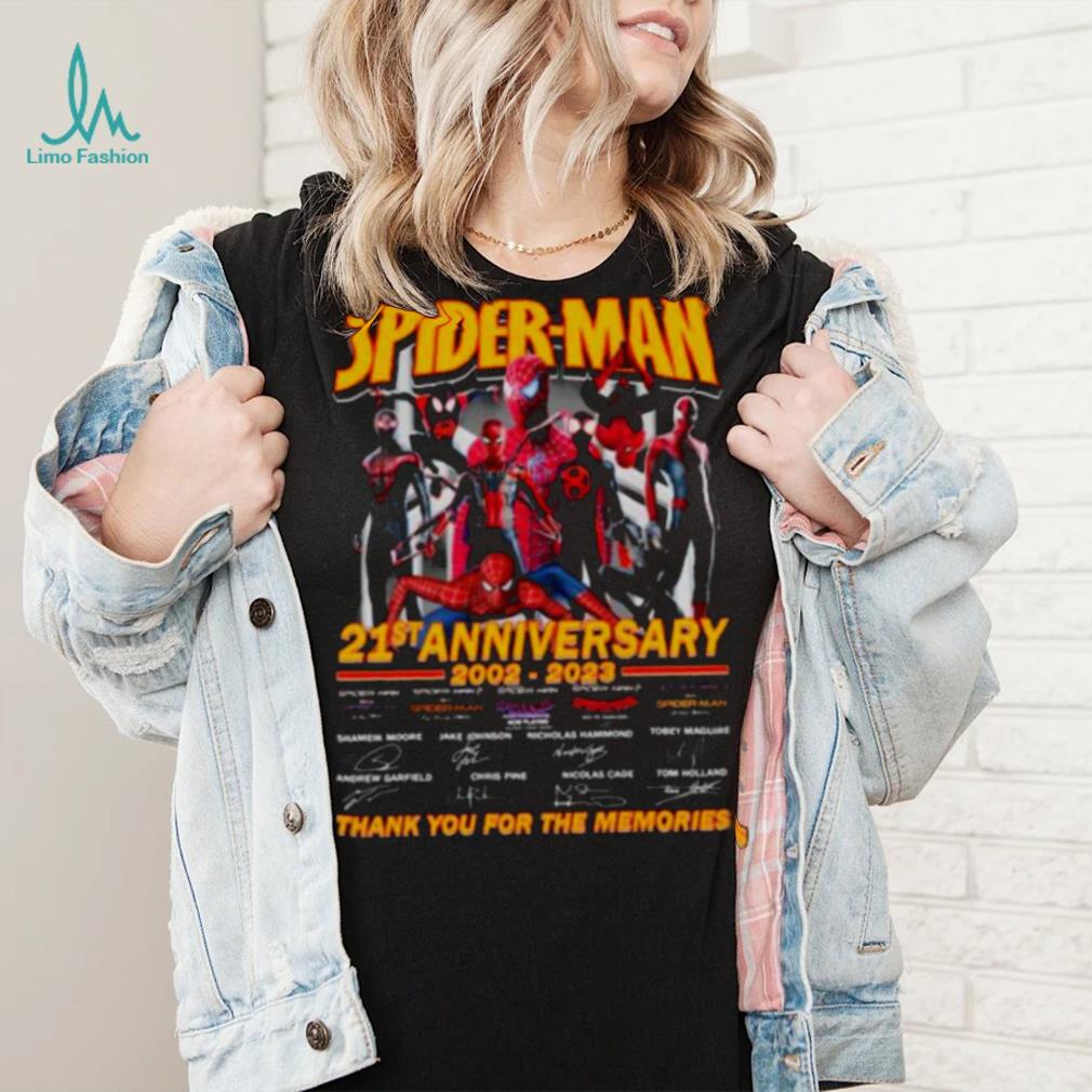 Spider Man 21st anniversary 2002 2023 thank you for the memories signatures shirt Spider Man 21st anniversary 2002 2023 thank you for the memories signatures shirt