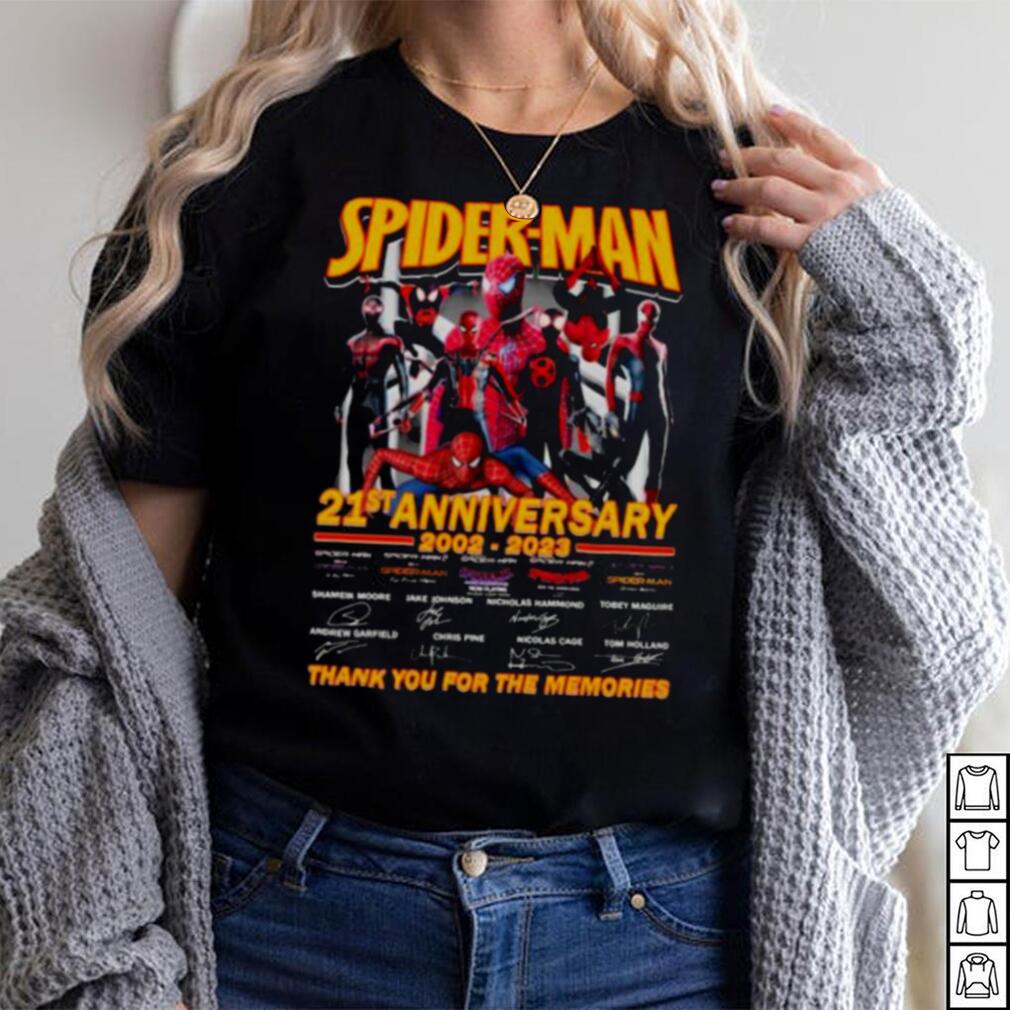 Spider Man 21st anniversary 2002 2023 thank you for the memories signatures shirt Spider Man 21st anniversary 2002 2023 thank you for the memories signatures shirt