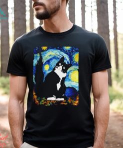 Starry night vincent Van Gogh famous painting black cat Shirt