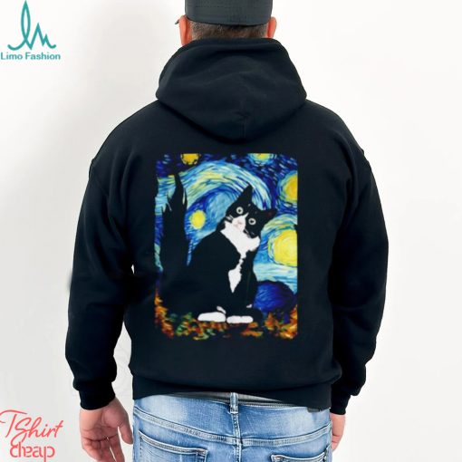 Starry night vincent Van Gogh famous painting black cat Shirt