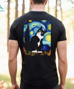 Starry night vincent Van Gogh famous painting black cat Shirt