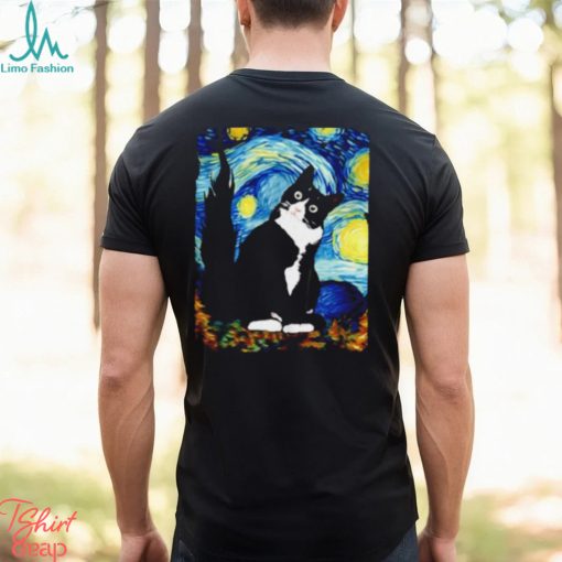 Starry night vincent Van Gogh famous painting black cat Shirt