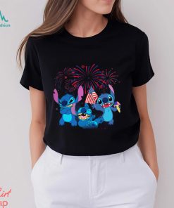 Stitch Red Blue Fireworks Happy 4th Of July 2023 Tshirt