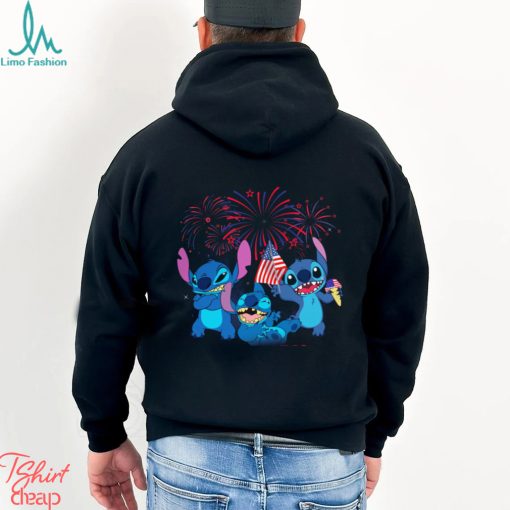 Stitch Red Blue Fireworks Happy 4th Of July 2023 Tshirt