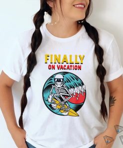 Surfing skeleton on Vacation art shirt