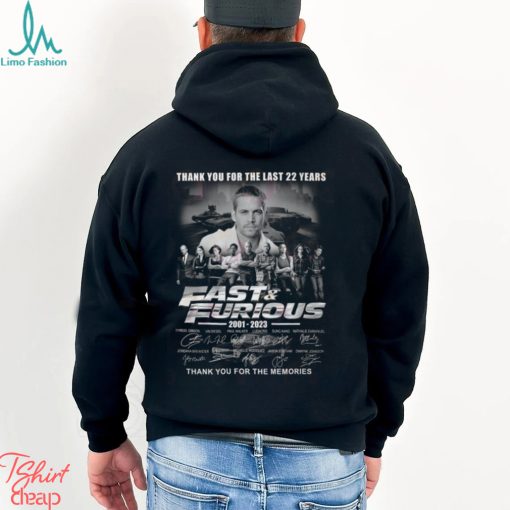 Thank You For The Last 22 Years Fast & Furious 2001 – 2023 Thank You For The Memories T Shirt