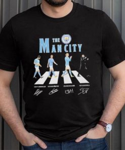 The Manchester City Gundogan Bruyne Haaland and Guardiola Abbey road signatures shirt